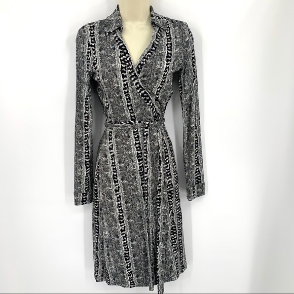 DVF Diane von Furstenberg New Jeanne Two Oasis Snake black wrap dress 0 - Picture 1 of 6